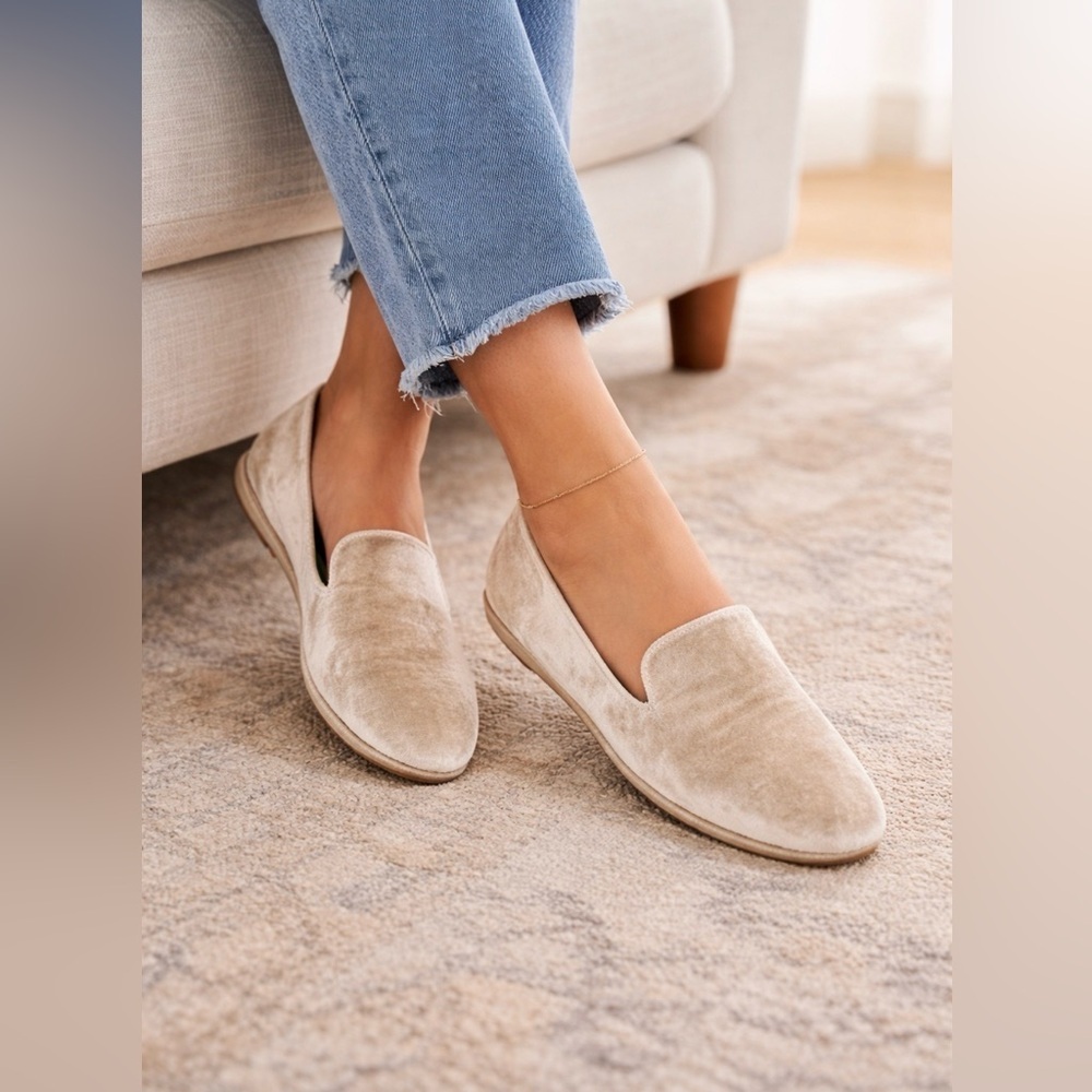 Birdies Champagne Velvet Loafers